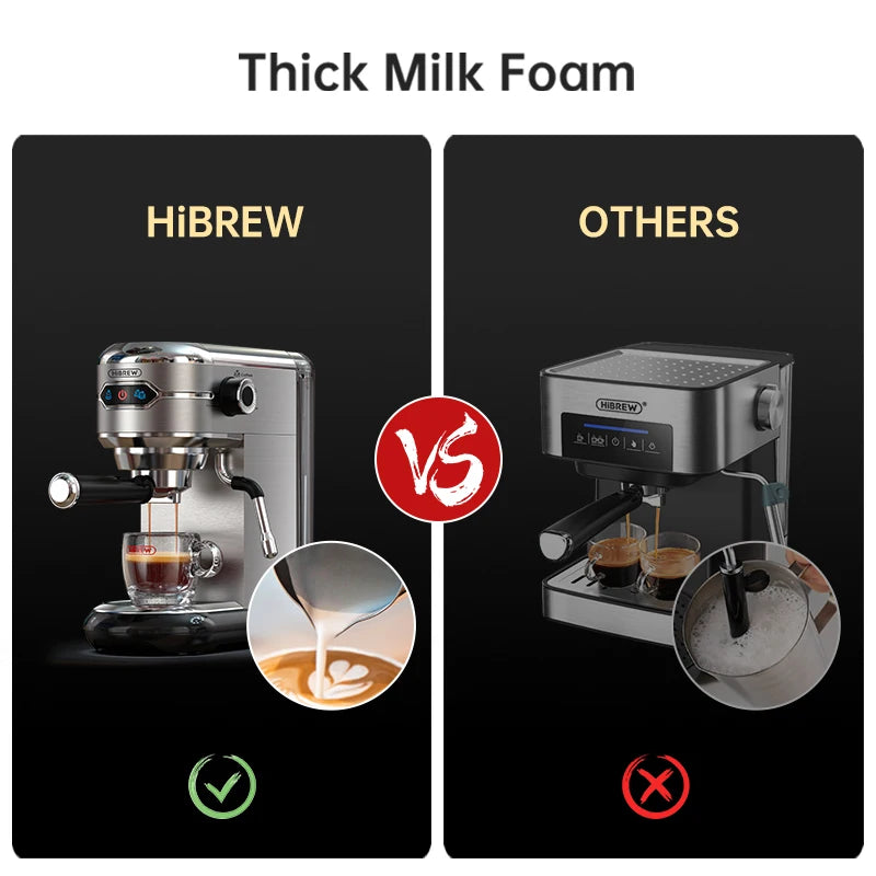HiBREW 20 Bar Semi-Automatic Espresso Machine - Stainless Steel Coffee Maker for Espresso, Ground Coffee, and ESE Pods, Model H11 SR