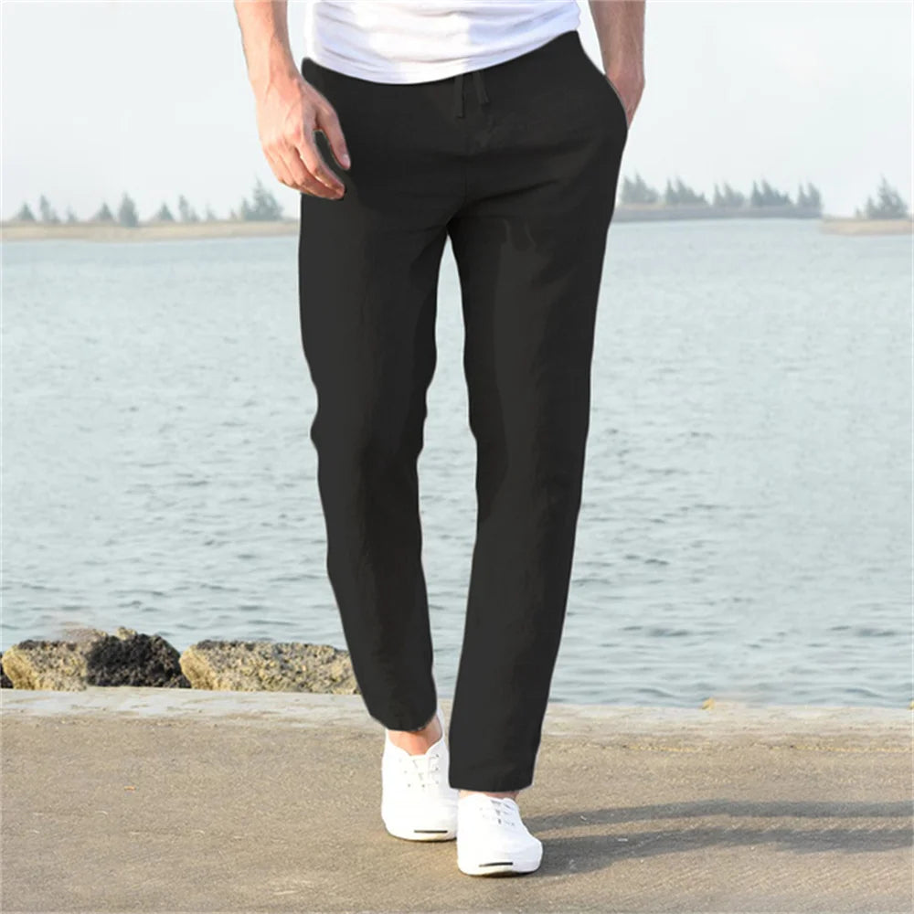 Linen-cotton streetwear pants