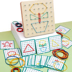 Tabloul cu Piuneze și Puzzle Geometric din Lemn - Jucărie Montessori pentru Copii