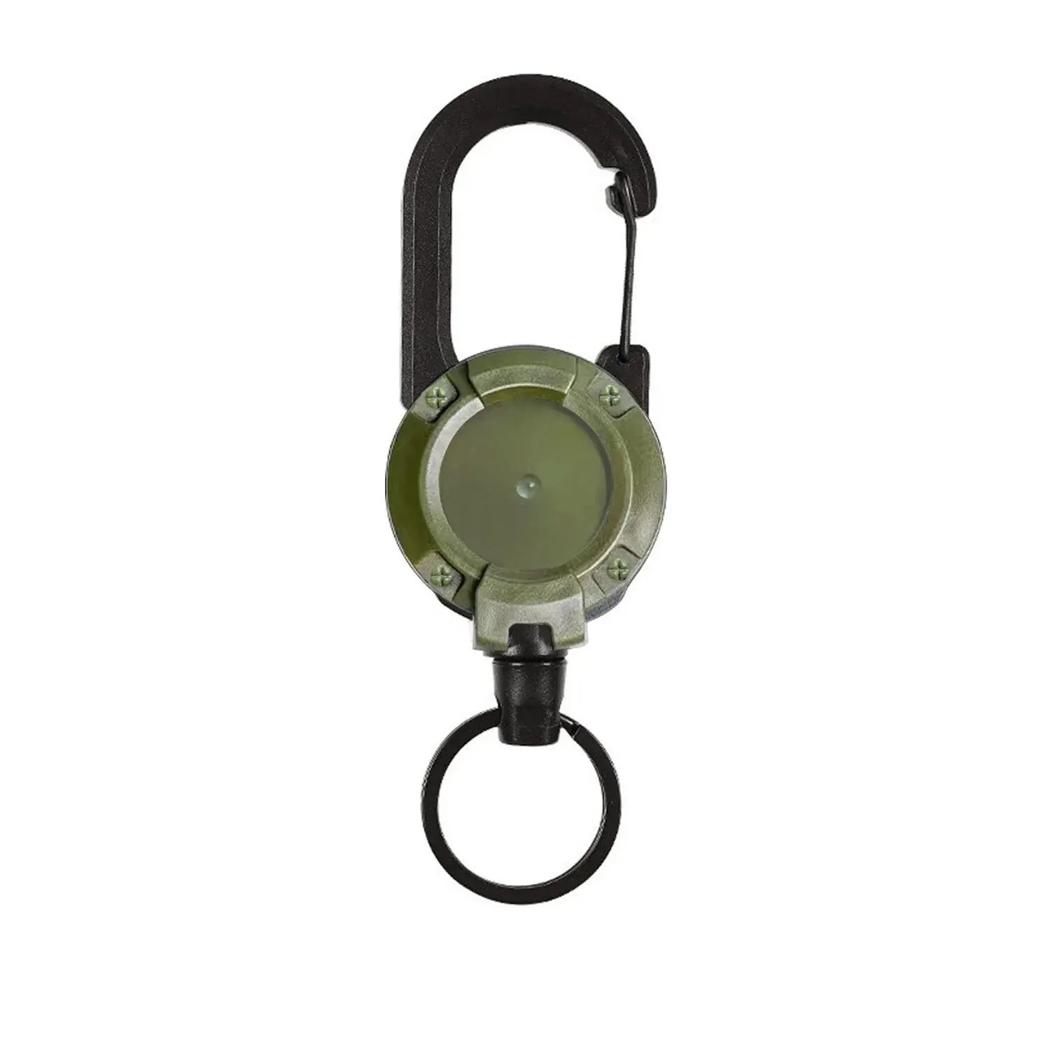 Breloc retractabil rezistent cu carabinier - tambur de frânghie de oțel de 68 cm pentru exterior, serviciu și transport zilnic, suport durabil pentru chei cu arc