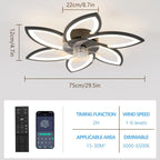 Ceiling Fan with Silent Light, 75CM Modern LED Dimmable