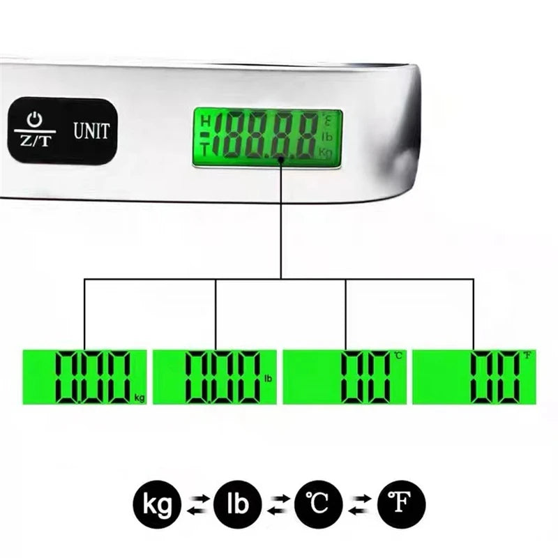 Portable Digital Luggage Scale 10g–50kg with LCD Display