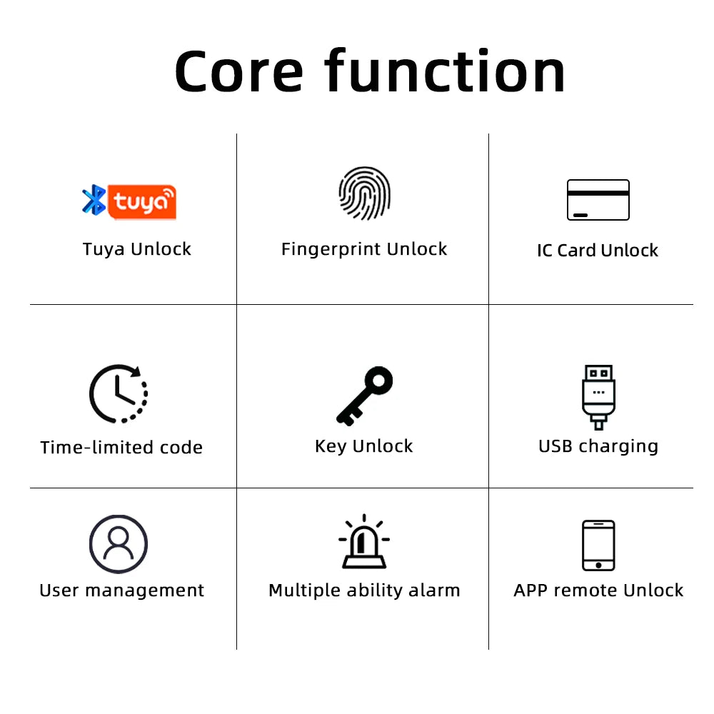 Smart Fingerprint Door Lock - Digital Electronic Lock with Password, Key, IC Card, and App Unlock, Compatible with Tuya & Smartlife