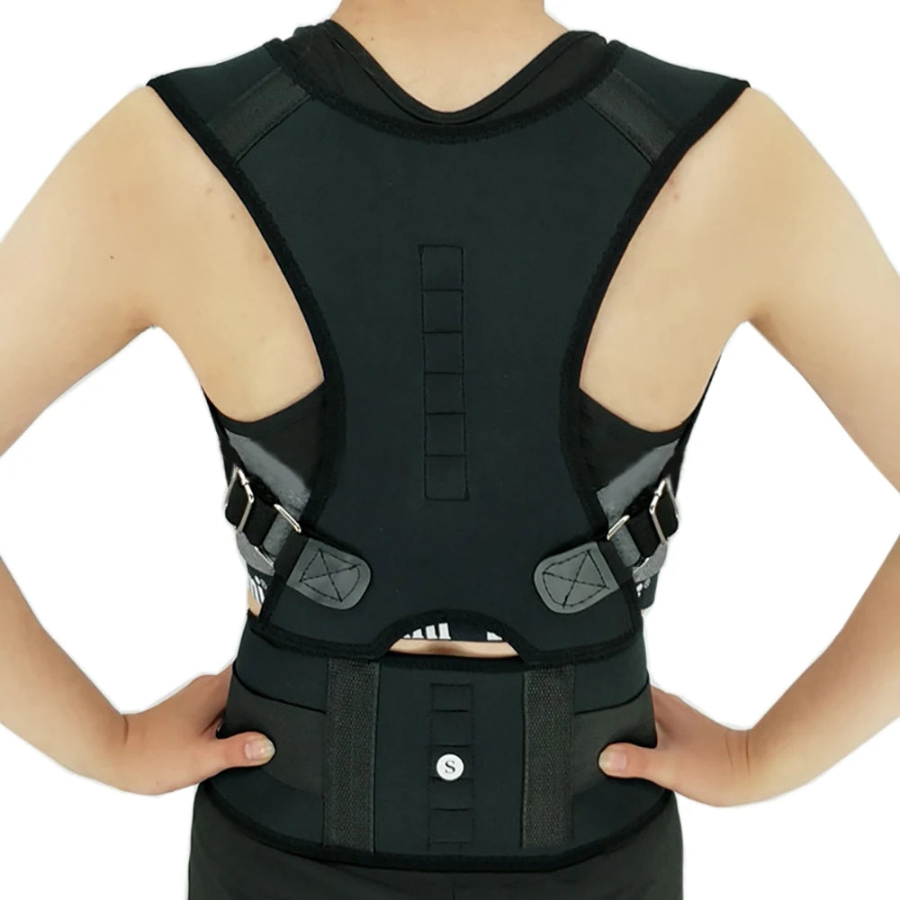 Magnetic Therapy Shoulder Posture Corrector - Scoliosis Spine Lumbar Brace for Pain Relief, Back Support for Men & Women