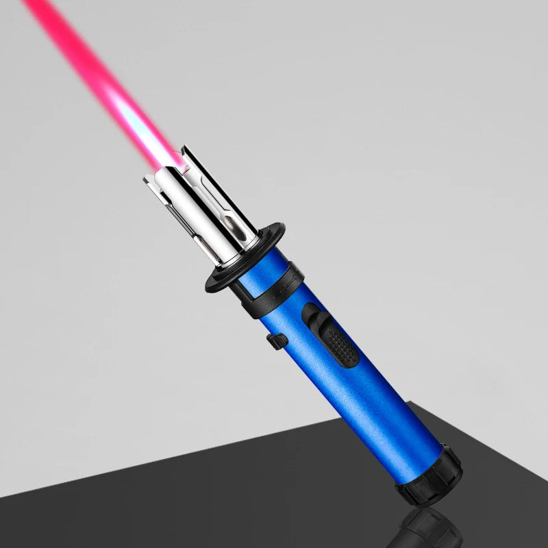 Turbo Blowtorch Lighter - Windproof Jet Flame Gas Lighter for Cooking, Cigars, Welding & Jewelry, Adjustable Blue Flame (Metal Body, Butane Fuel)