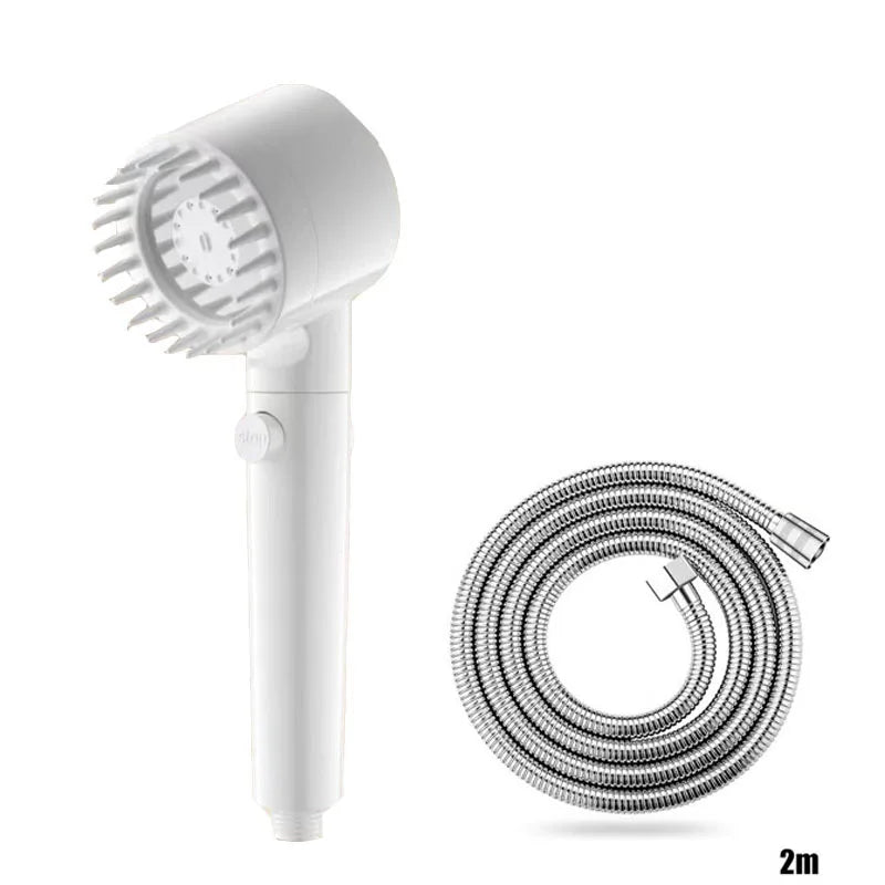 3-Speed Adjustable Shower Head with Filter - Portable Bathroom Showerhead with Massage Function, ABS Plastic, Includes Hose & Bracket