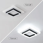 Square LED Ceiling Light, 24W, White Light, for Bedroom, Kitchen or Office