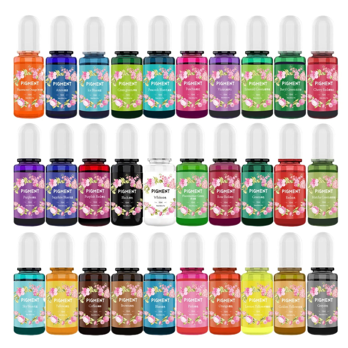 Pigment de rășină epoxidică în 30 de culori - Vopsea lichidă de rășină UV pentru realizarea de bijuterii DIY, arta cu rășină și colorarea artizanală