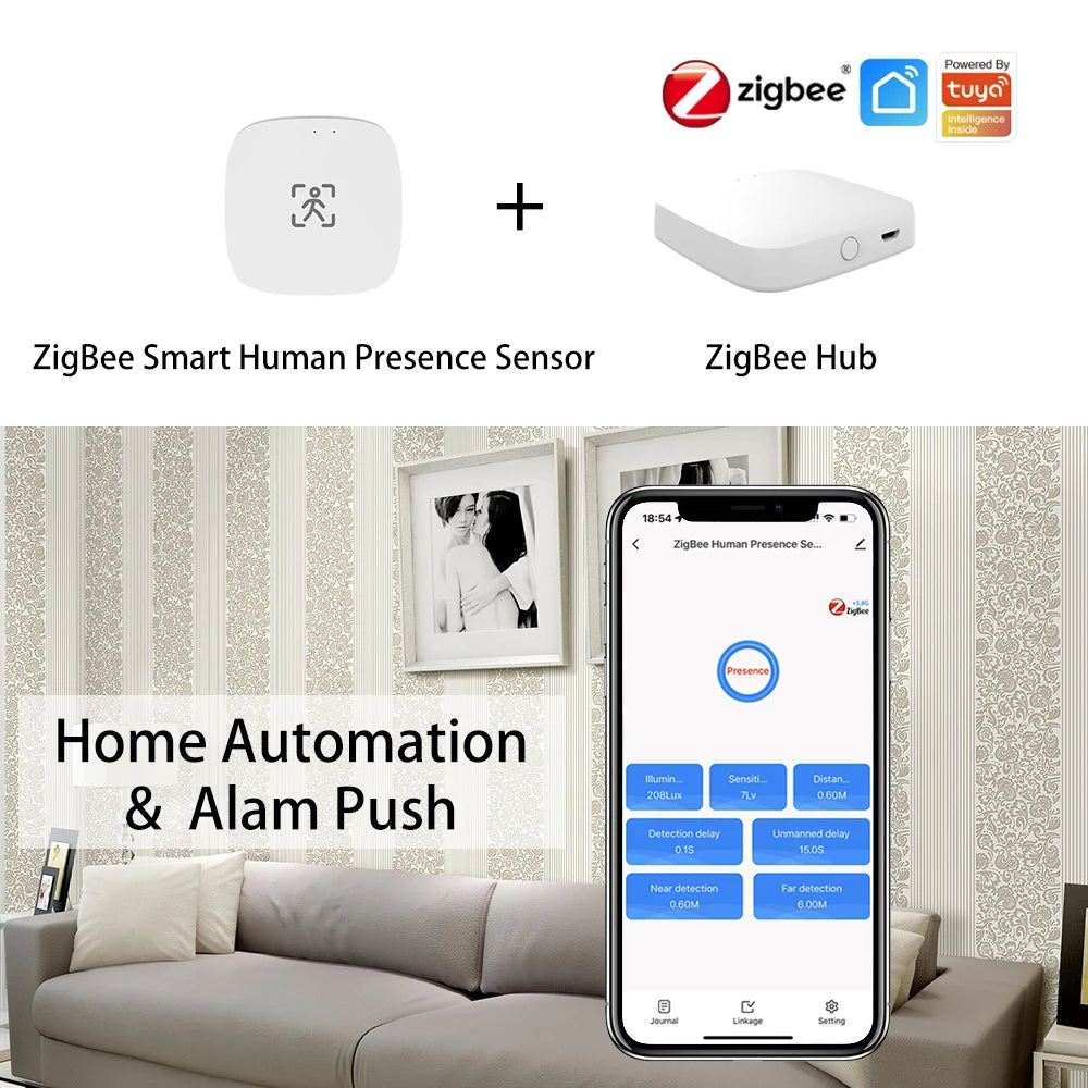 ZigBee & WiFi MmWave Human Presence Sensor – Motion Detection with Luminance & Distance, Tuya Smart Home