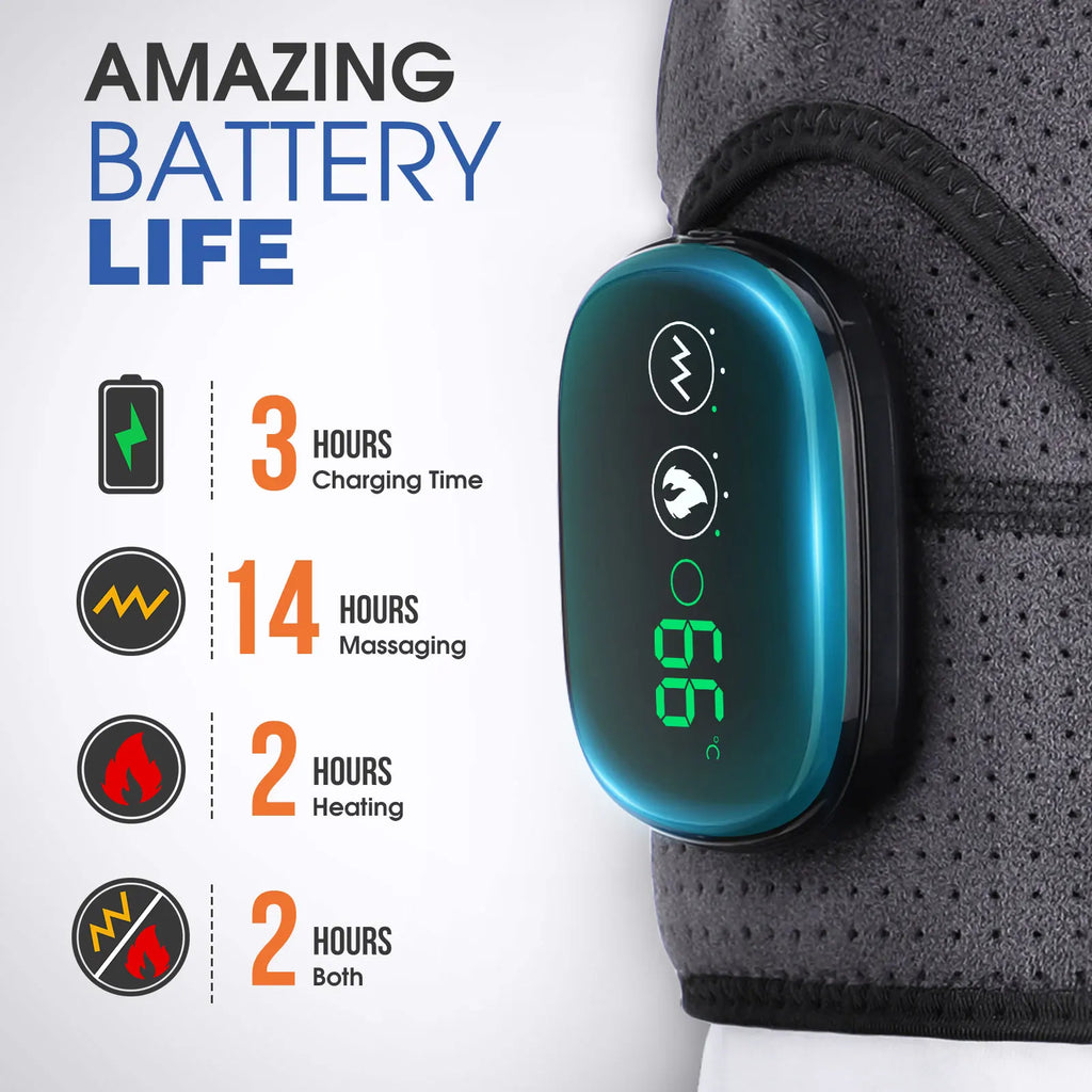 Electric Heating Shoulder Massager - 3-in-1 Vibration Massage Brace for Shoulder, Elbow & Knee, Rechargeable Pain Relief & Muscle Relaxation