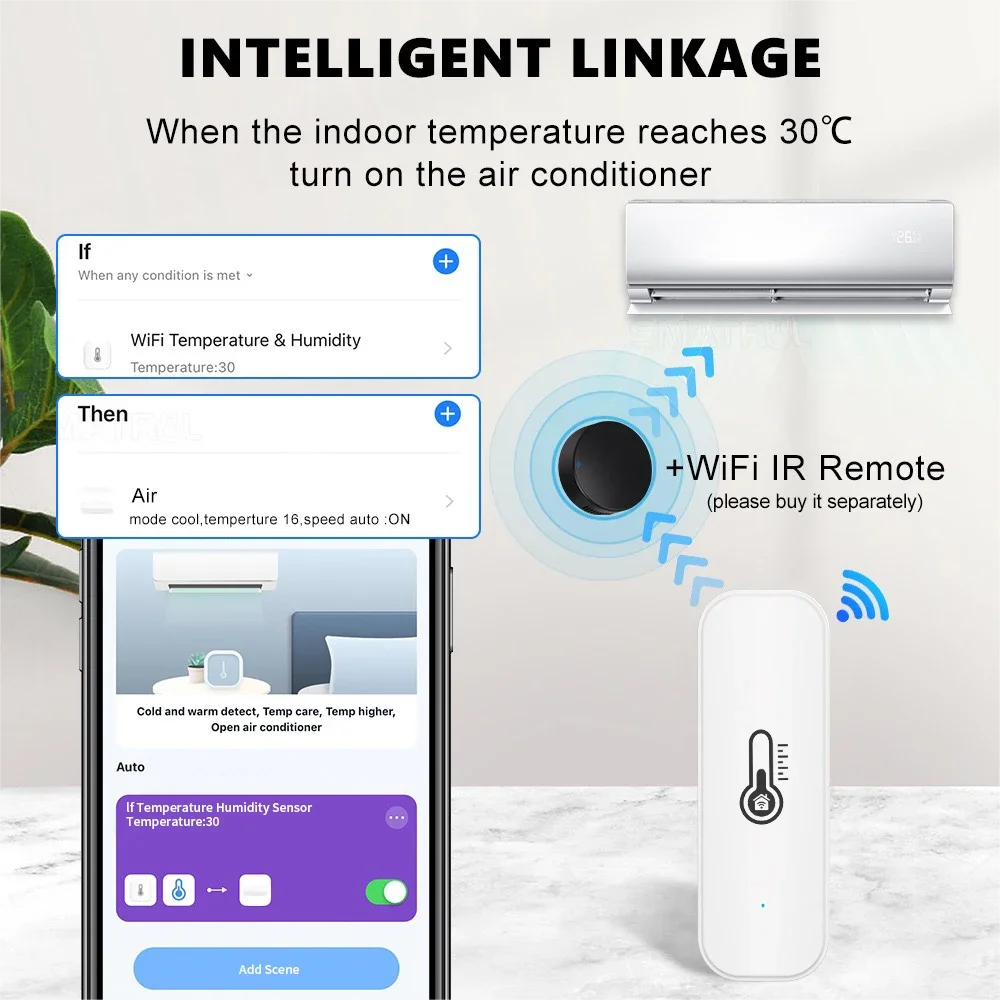 Tuya WiFi Temperature & Humidity Sensor Smart Life Remote Monitor,  Alexa & Google Assistant
