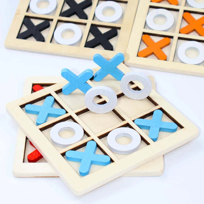 Joc X și 0 din Lemn – Puzzle Educațional pentru Copii și Distracție în Familie - Tic Tac Toe