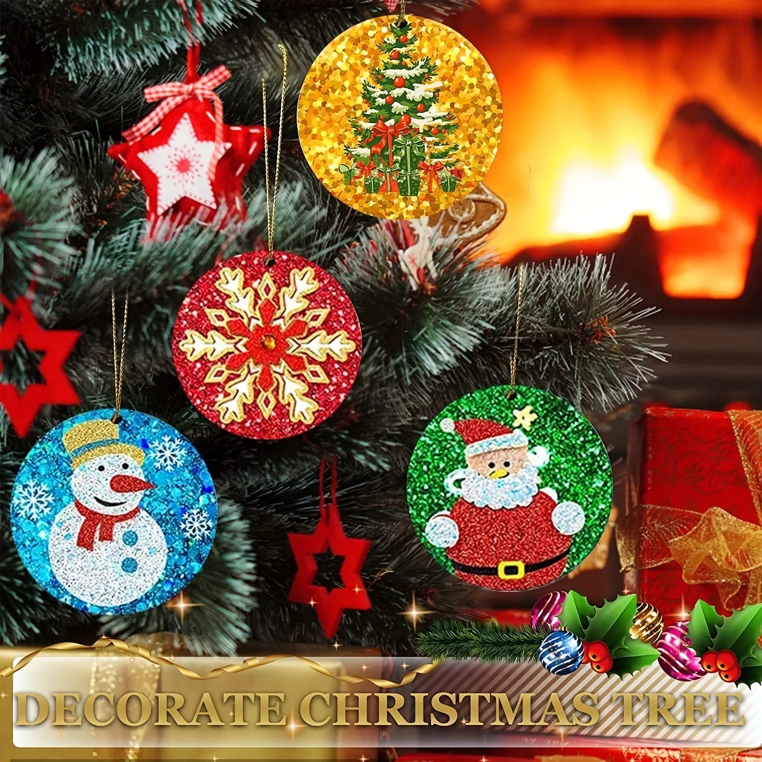 4Pcs Christmas Resin Molds - Round Silicone Ornament Molds for Epoxy Resin and DIY Crafts