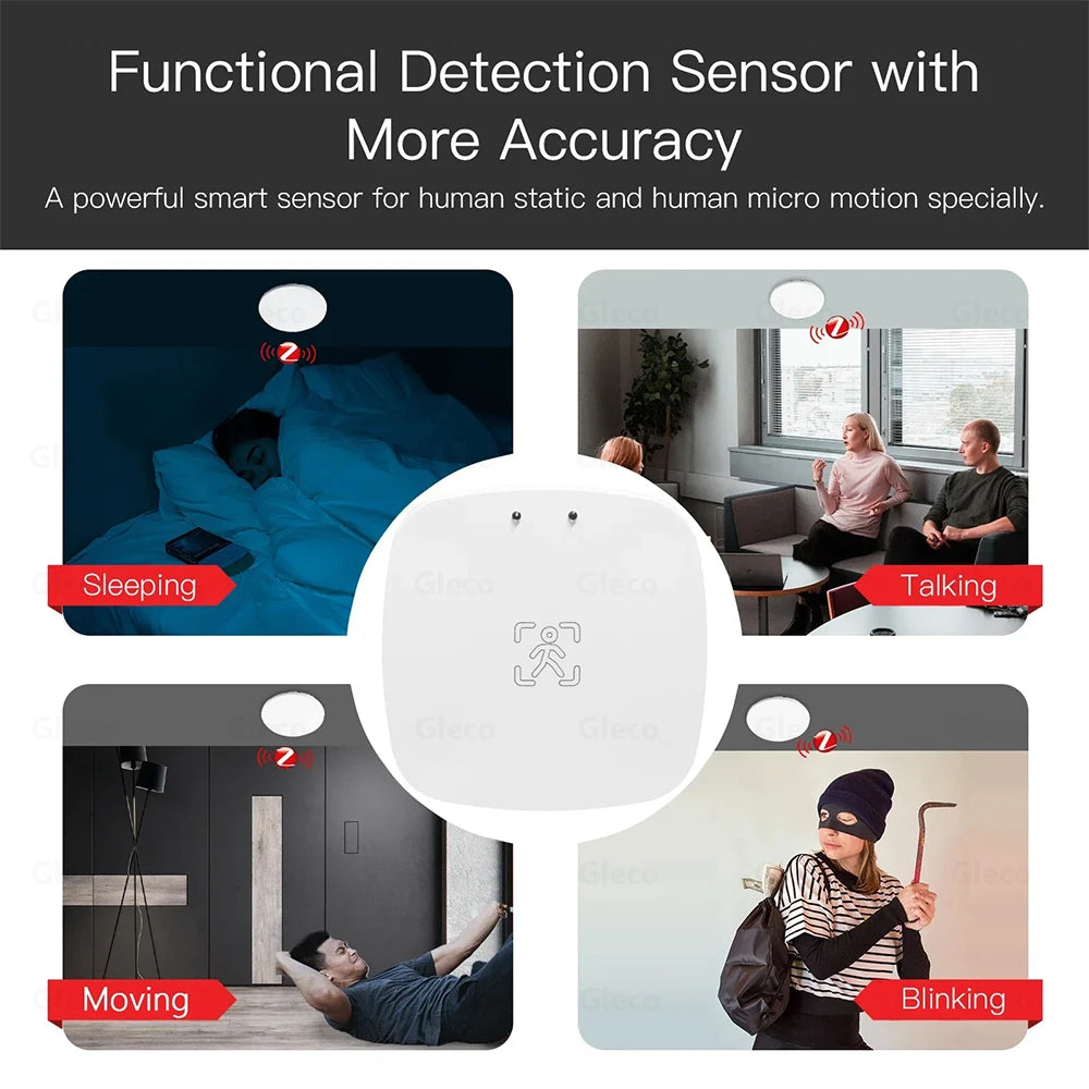 Smart Life ZigBee/WiFi MmWave Presence Sensor with Luminance & Distance Detection