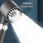 High-Pressure Filter Shower Head - 3-Mode Adjustable Spray with Massage Brush, Water-Saving Rain Faucet Design, Gold-Plated Finish