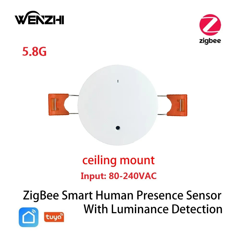ZigBee & WiFi MmWave Human Presence Sensor – Motion Detection with Luminance & Distance, Tuya Smart Home