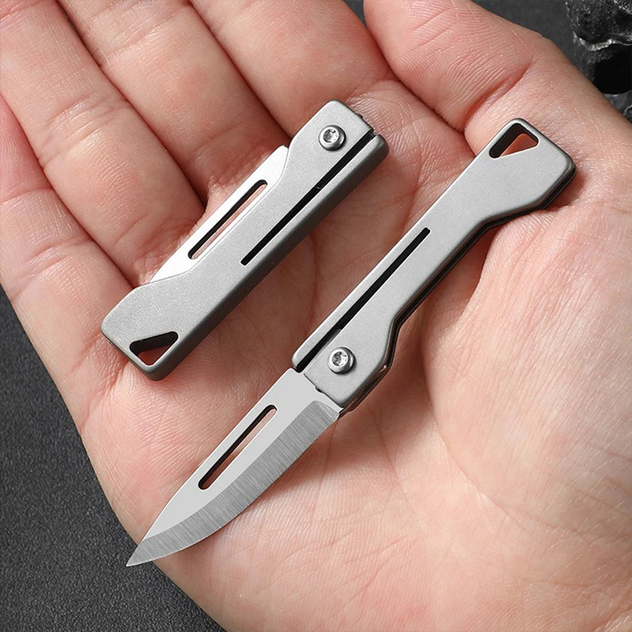 EDC Titanium Folding Knife - Mini Keychain Pocket Knife for Camping, Unboxing & Daily Carry, Ultra-Lightweight Titanium Alloy Blade (3.5")