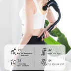Fascia Gun with Extended Handle & Elbow - Self-Assist Massage for Upper & Lower Back, Muscle Relaxation, 9 Modes, 9 Intensity Levels