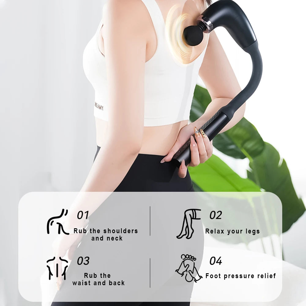 Aparat de Masaj cu Mâner Extins & Cot - Auto-Masaj pentru Spate | Relaxare Musculară cu 9 Moduri & 9 Niveluri de Intensitate