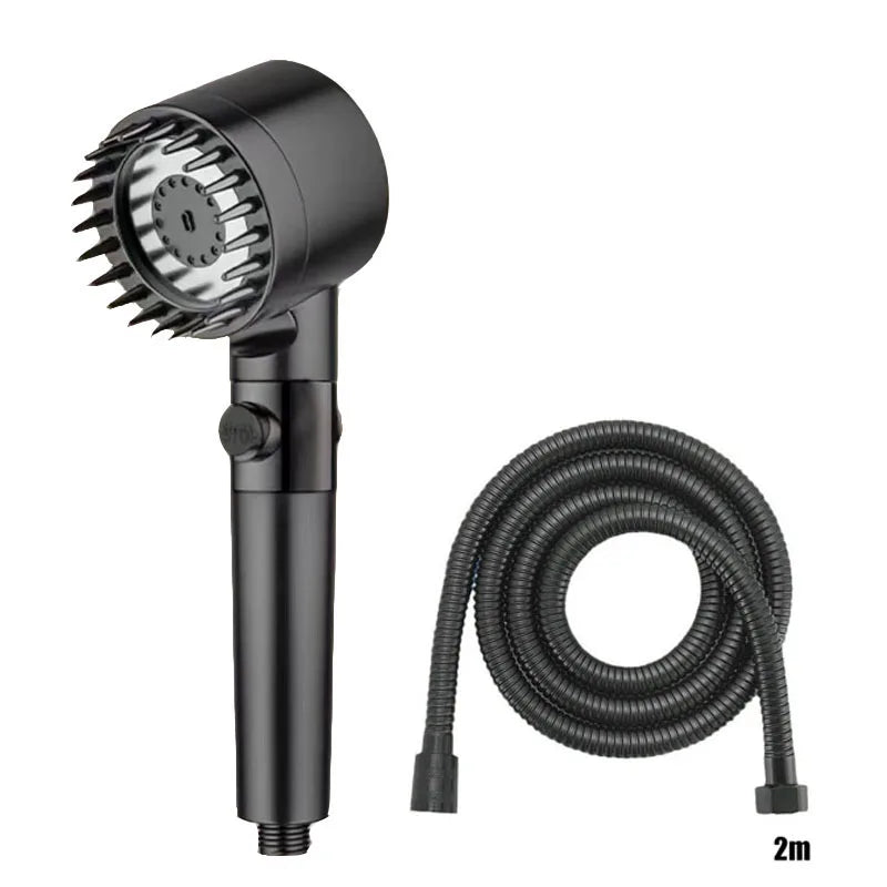 3-Speed Adjustable Shower Head with Filter - Portable Bathroom Showerhead with Massage Function, ABS Plastic, Includes Hose & Bracket