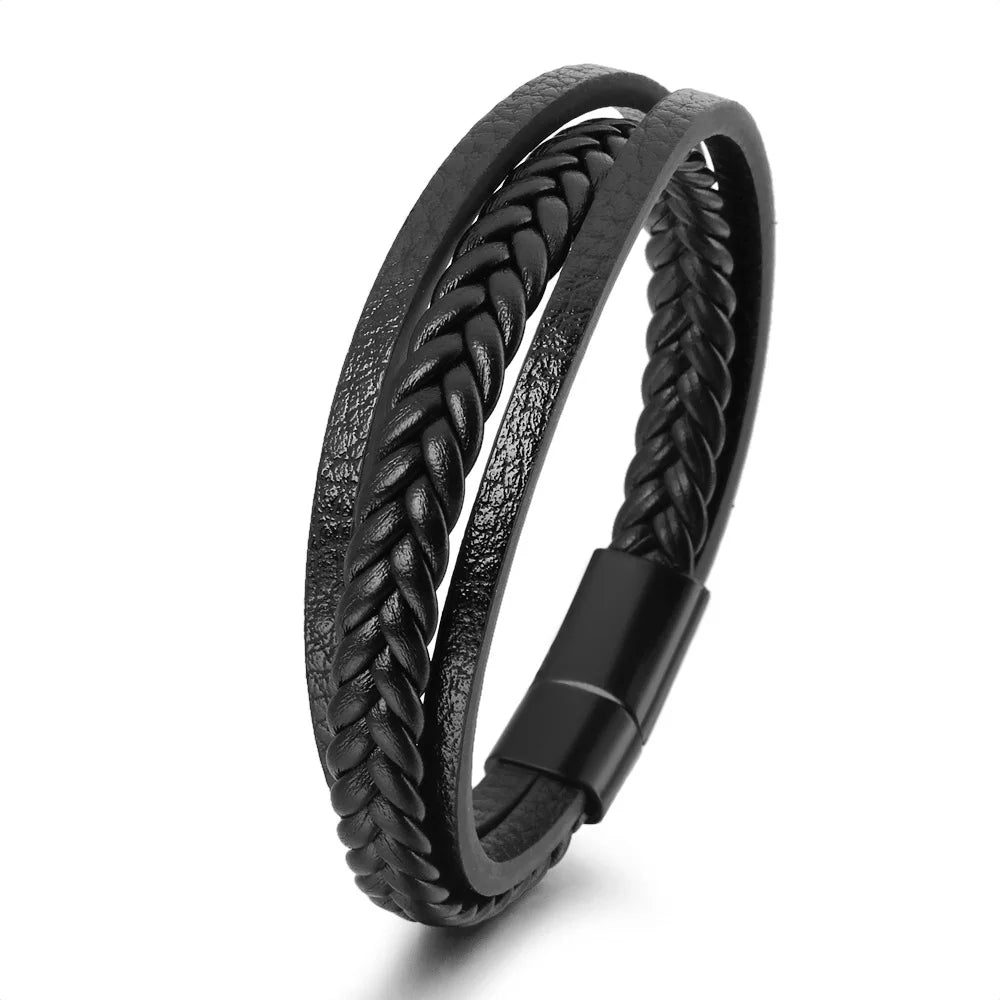 Brățară din piele împletită – stil vintage multistrat (21CM)