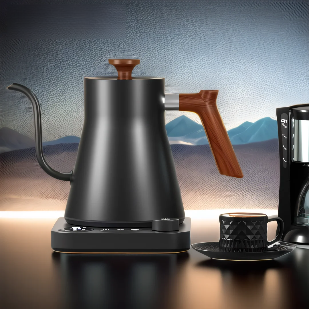 Portable Electric Gooseneck Kettle - 0.9L Stainless Steel Travel Kettle with Temperature Control, Auto Shut-Off, and Keep-Warm Feature