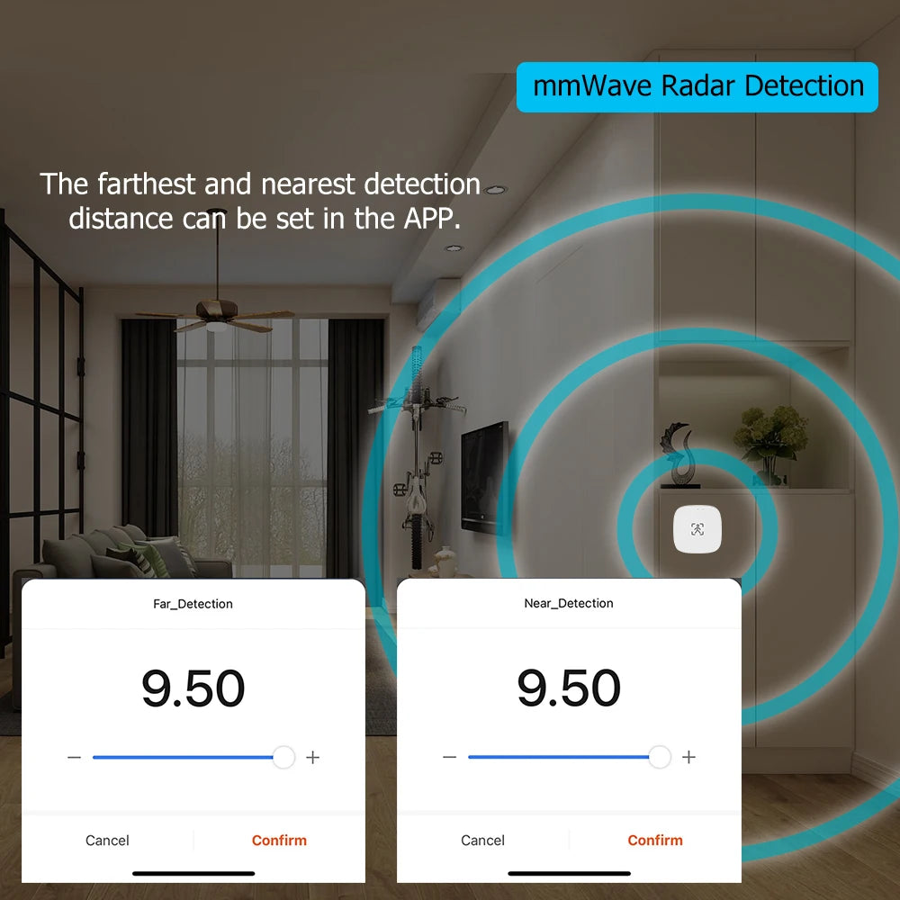 ZigBee & WiFi MmWave Human Presence Sensor – Motion Detection with Luminance & Distance, Tuya Smart Home