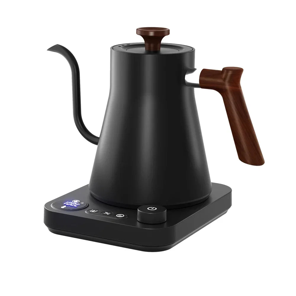 Portable Electric Gooseneck Kettle - 0.9L Stainless Steel Travel Kettle with Temperature Control, Auto Shut-Off, and Keep-Warm Feature
