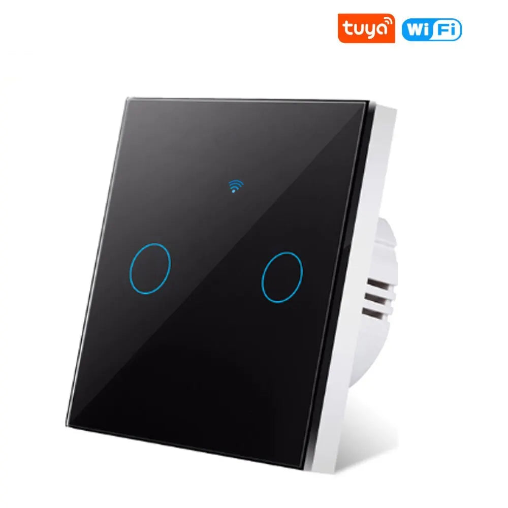 Tuya US/EU WiFi Smart Wall Switch RF433 1/2/3 Gang No Neutral Wire Touch Sensor LED Light Switch for Smart Home, Alexa & Google Home Compatible