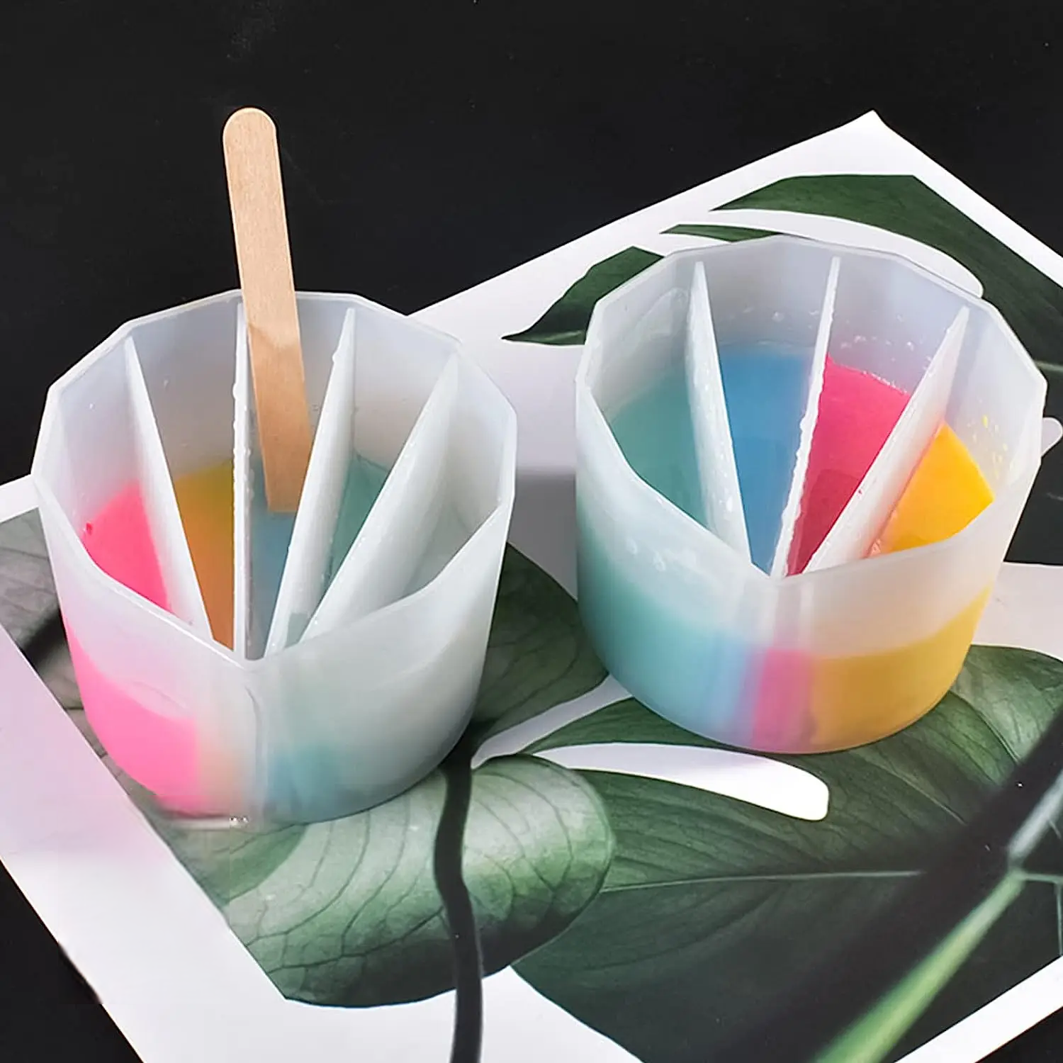 4Pcs Silicone Split Cups - Paint Pouring Tools for Resin Art, Acrylic Pouring, and DIY Crafts