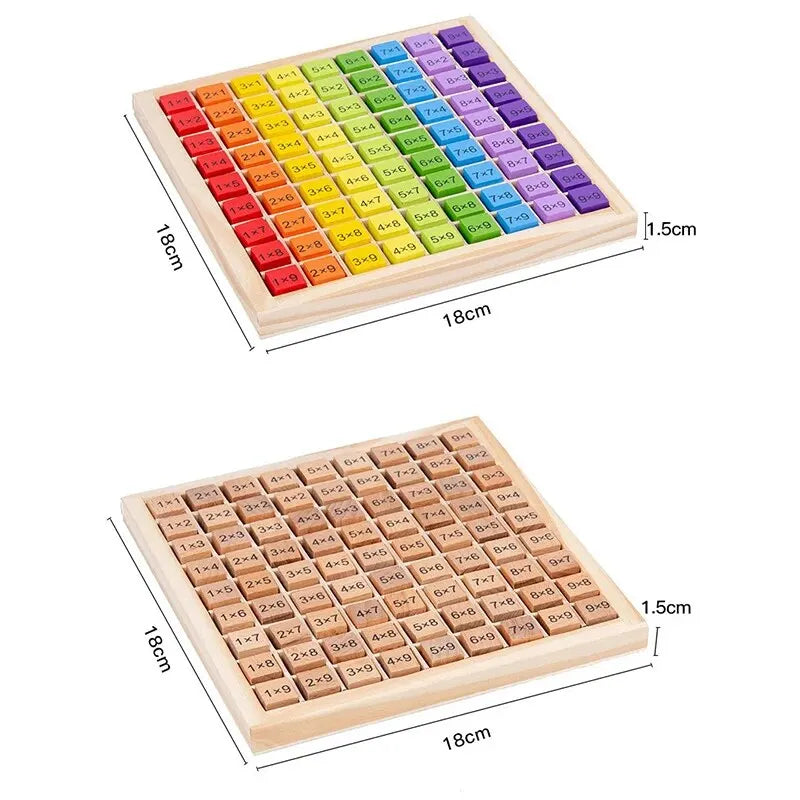 Montessori Multiplication Table Toy - Wooden Math Educational Game for Kids, Arithmetic Teaching Aid