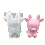 3D Mirror Christmas Deer Silicone Mold - DIY Crystal Epoxy Glue Mold for Aromatherapy, Gypsum, and Ornament Crafts
