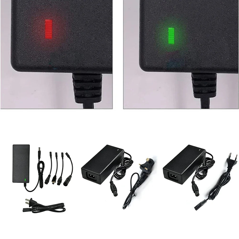 42V 2A Electric Scooter Charger - Smart Lithium Battery Adapter for Xiaomi, Mijia, Ninebot (36V, 25.2V, 25.9V, 25.6V, 24V) with 5 Connectors