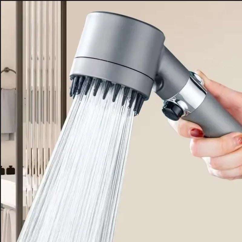 3-Speed Adjustable Shower Head with Filter - Portable Bathroom Showerhead with Massage Function, ABS Plastic, Includes Hose & Bracket