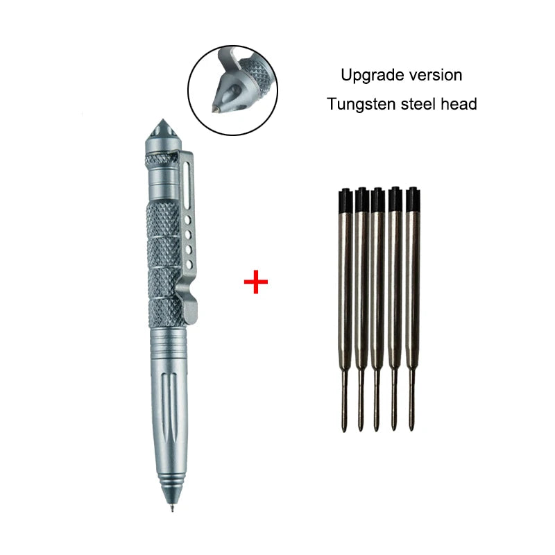 Pix tactic de auto-apărare - Aluminiu cu cap din oțel tungsten, cap pentru spart sticlă și design anti-alunecare, kit de supraviețuire