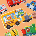 Puzzle pentru copii - Set de jucării educaționale cu animale din desene animate (vârste 3-12) 