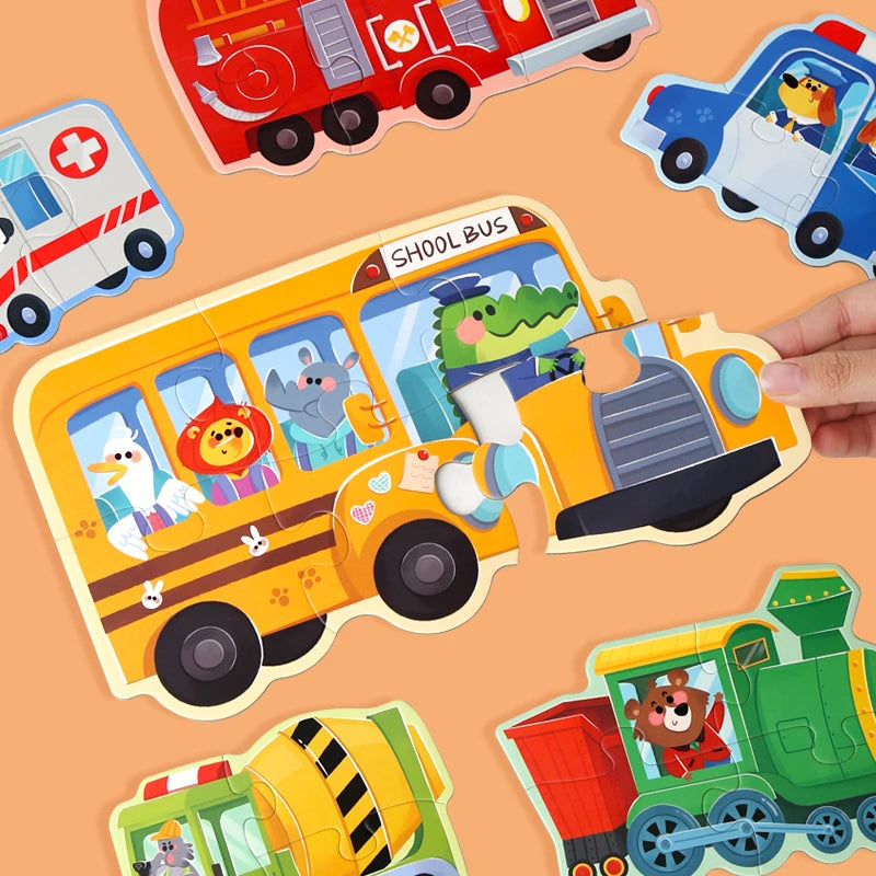 Puzzle pentru copii - Set de jucării educaționale cu animale din desene animate (vârste 3-12) 