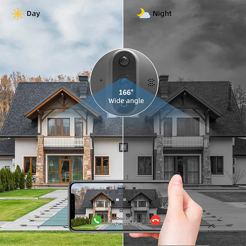 3MP Smart WiFi Door Viewer Camera – 1080P, PIR, IR, Alexa & Google