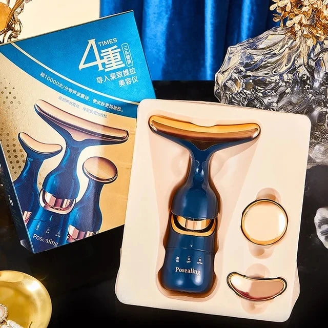Dispozitiv de Lifting Facial 3 în 1 - EMS pentru Gât, Față & Ochi | Lifting, Reducerea Ridurilor & Anti-Îmbătrânire