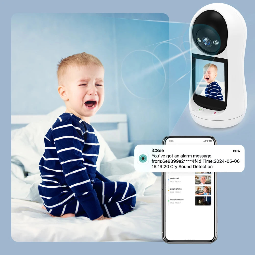 3MP PTZ Wi-Fi Baby Monitor with 2.8" Screen, Cry Detection & Video Call