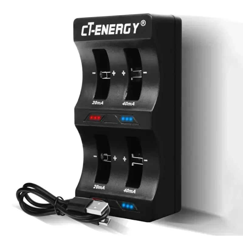 8-Slot Lithium Coin Battery Smart Charger - Portable USB Charger for CR1220, CR2032, CR2450, and More