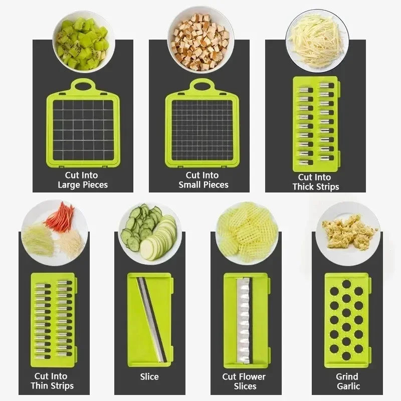 14-in-1 Multifunctional Vegetable Chopper - Stainless Steel Kitchen Slicer, Dicer, and Food Grater for Easy Meal Prep