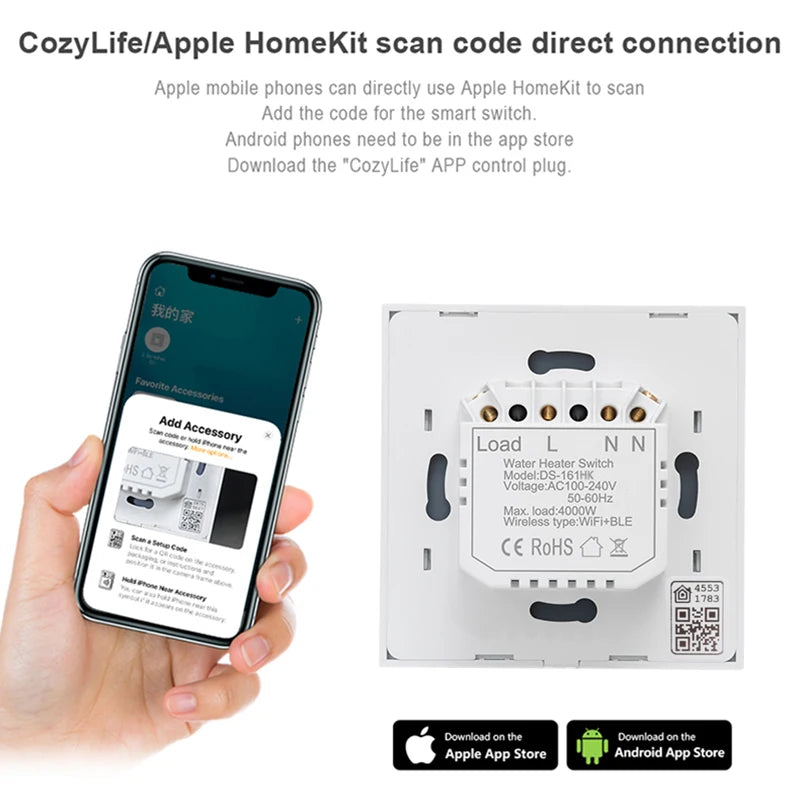 US/AU 20A HomeKit WiFi Boiler Switch | Smart Water Heater Control