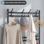 4/5-Tier Shoe Rack with Hangers – Heavy-Duty Floor Organizer for Shoes, Hats & Clothes | Space-Saving Entryway Shelf (60cm Wide, 5kg/Layer)