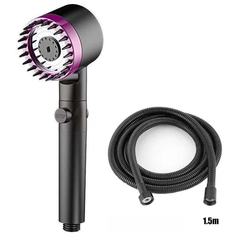 3-Speed Adjustable Shower Head with Filter - Portable Bathroom Showerhead with Massage Function, ABS Plastic, Includes Hose & Bracket