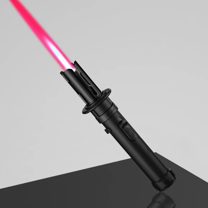 Brichetă Turbo Blowtorch - Brichetă cu gaz, flacără cu jet rezistentă la vânt pentru gătit, trabucuri, sudare și bijuterii, flacără albastră reglabilă (corp metalic, combustibil butan)