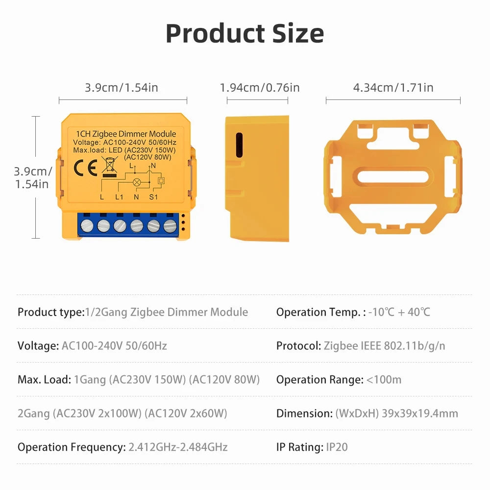 Tuya WiFi ZigBee Smart Dimmer Switch | 1/2 Gang | Voice & APP Control