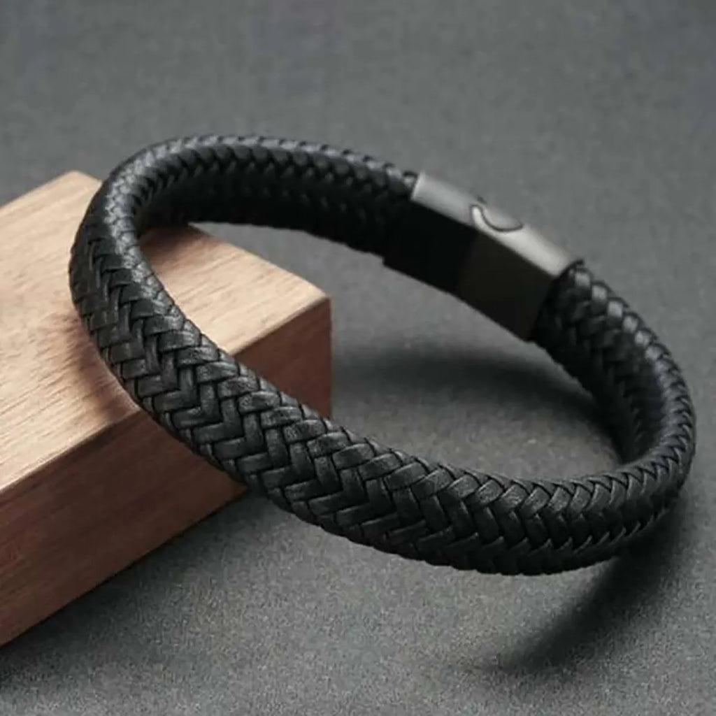 Brățară Magnetică din Piele PU pentru Bărbați – Stil Clasic și Elegant