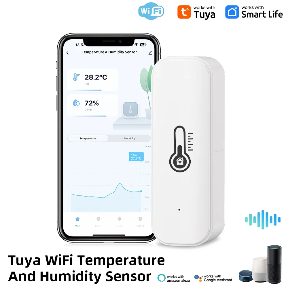 Tuya WiFi Temperature & Humidity Sensor Smart Life Remote Monitor,  Alexa & Google Assistant