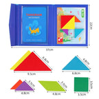 Wooden Jigsaw Magnetic Tangram Puzzle Book - Educational Montessori Toy for Kids (Ages 3+)